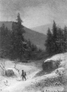 The Snowy Path Through The Woods by Benjamin Champney