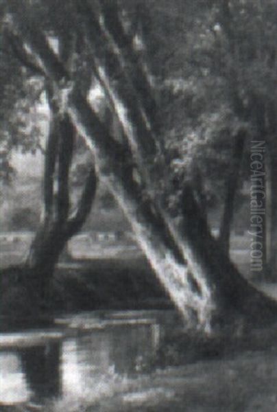 Cattle Grazing By A Stream - view 1