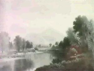 An Afternoon Of Fishing/an Autumn Landscape In The White Mountains by Benjamin Champney