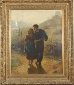 Two Figures Walking by James Wells Champney