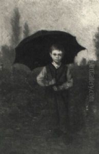 Boy With Umbrella by James Wells Champney