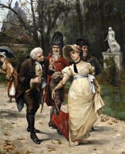 Elegantes Dans Le Parc by Therese De Champ-Renaud