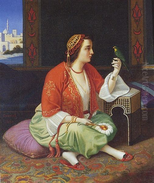 Jeune Ottomane Et Son Perroquet - view 1