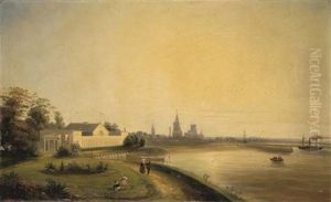 Vue De La Rochelle Et Des Thermes Bains Marie-therese by Jules Michel Chandelier
