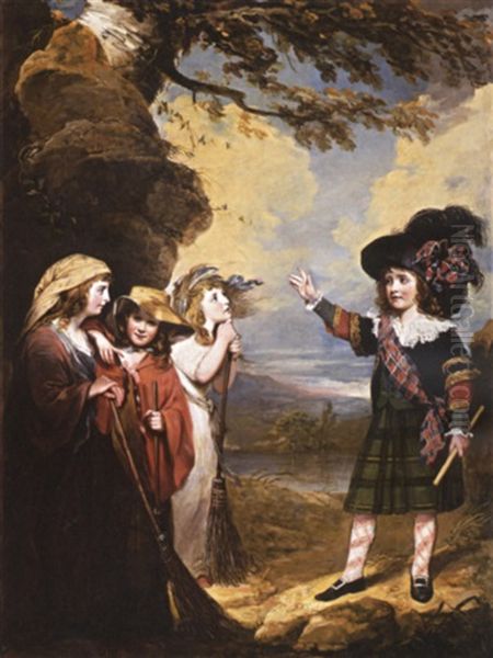 Four Children Play-acting As Macbeth And The Three Witches - view 1