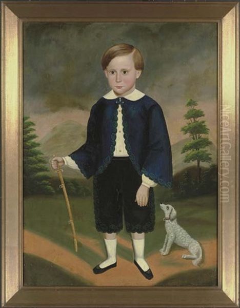 A Boy In Blue With Sword And Dog - view 1