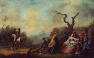 After The Hunt - A Boisterous Party Of Hunters, Ladies, Black Servant Boy, Hounds And Game
