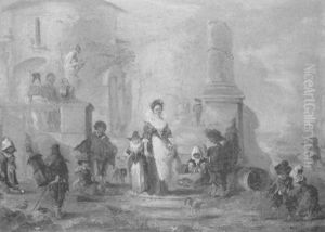 L'elegante Et Les Petits Bohemiens Dans Un Parc by Jerome-Francois Chantereau