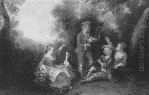 Le Joueur De Flageolet Et Les Enfants Dans La Foret - view 1