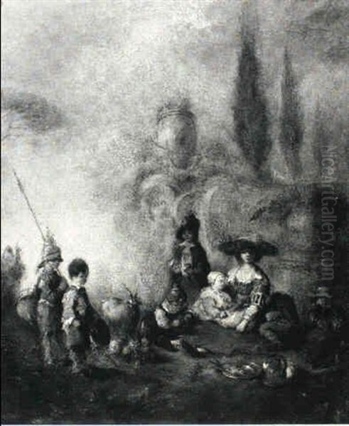 Gypsy Family At Rest In A Park - view 1