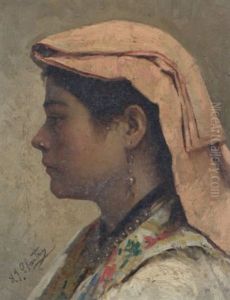 Portrait D'une Italienne by Alexandre Jacques Chantron