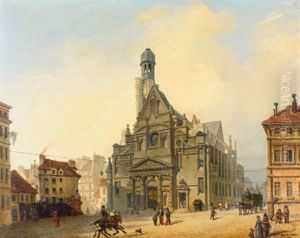 La Basilique Saint-etienne Du Mont Et La Montagne Sainte Genevieve by Philippe Marie Chaperon