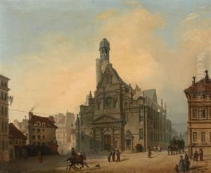 Vue De L'eglise Saint-etienne Du Mont A Paris by Philippe Marie Chaperon