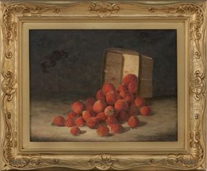 Still Life Of Strawberries Spilling From An Upturned Basket by Bryant Chapin
