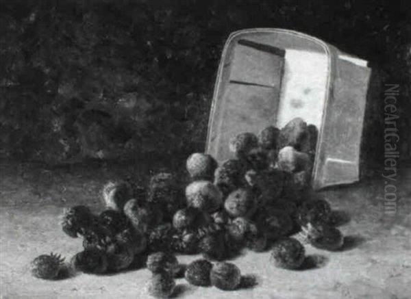 Still Life With Overturned Basket Of Strawberries - view 1