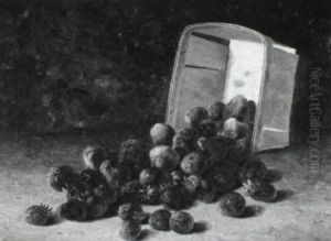 Still Life With Overturned Basket Of Strawberries by Bryant Chapin