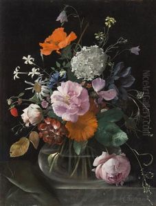 Stillleben Mit Blumen In Einer Glasvase by Arthur Chaplin