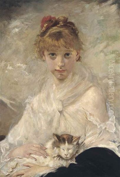 Young Lady With A Cat - view 1