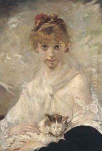 Young Lady With A Cat