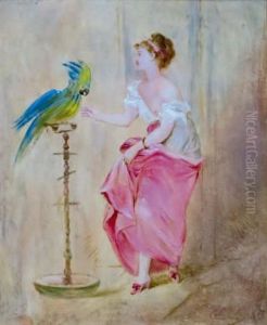 Jeune Fille Au Perroquet by Charles Joshua Chaplin