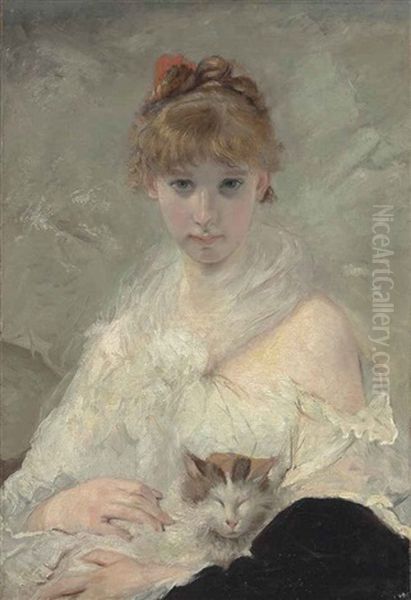 Young Lady With A Cat - view 1