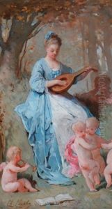 Lady With Cherubs by Charles Joshua Chaplin
