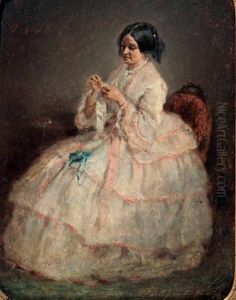 Jeune Femme Cousant Jeune Femme Cousant
