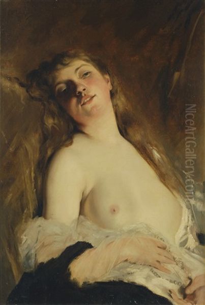 Draped Female Nude In Repose - view 1
