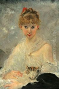 A Portrait Of A Young Woman Holding A Cat