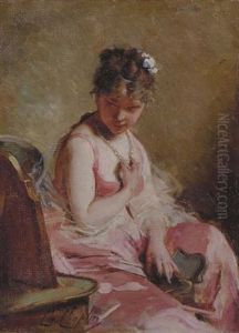 Seated Female Subject In Pink by Charles Joshua Chaplin