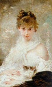 A Young Lady With Her Cat
