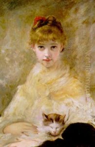 Jeune Fille Avec Son Chat