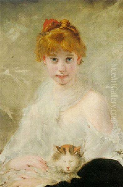 Jeune Fille Au Chat - view 1