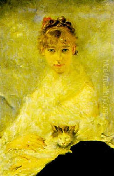 Junge Frau Mit Katze - view 1