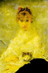 Junge Frau Mit Katze