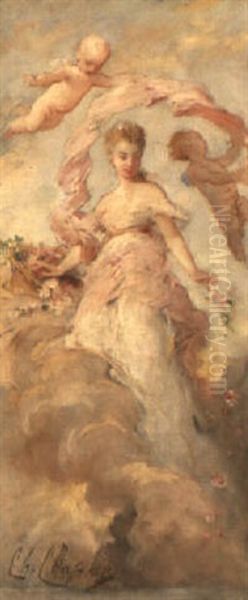 Allegory Of Spring: Two Young Girls And A Putto Throwing Flowers - view 1