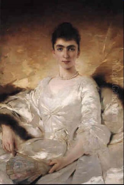 Portrait Of An Elegant Lady In White - view 1