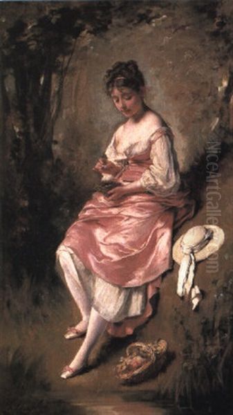 A Young Lady Holding A Bird's Nest - view 1