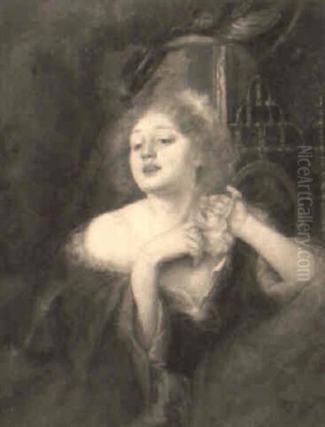 A Seated Lady Holding A Flower - view 1