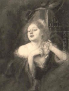 A Seated Lady Holding A Flower