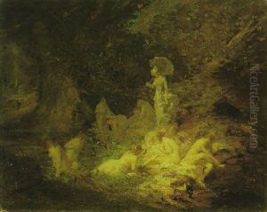 Baigneuses Dans Un Bois Au Bord D'un Etang by Charles Joshua Chaplin