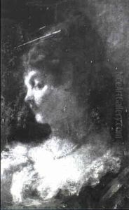 A Portrait Of Sarah Bernhardt by Charles Joshua Chaplin