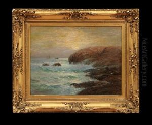 Boats Off A Rocky Coast by Carlton Theodore Chapman