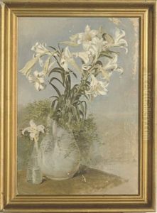 Still Life Of White Lilies In A Vase (+ 5 Others; 6 Works) by Conrad Wise Chapman
