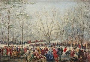 Skaters In The Bois De Boulogne - The Court Of Louis Xvi by Conrad Wise Chapman