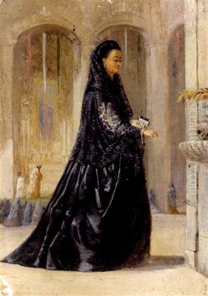 Woman Leaning On A Stone Post (+ 3 Others; 4 Works) - view 1