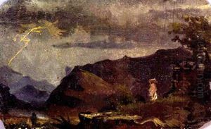 Mexican Lightning Storm With Figure On A Cliff