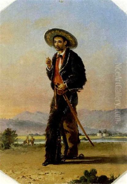 Mexican Cowboy Smoking A Cigarette In An Extensive Landscape - view 1