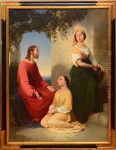Christ And Two Maidens by John Gadsby Chapman