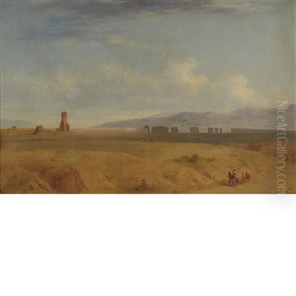 Ruins Of An Aqueduct In An Italianate Landscape - view 1